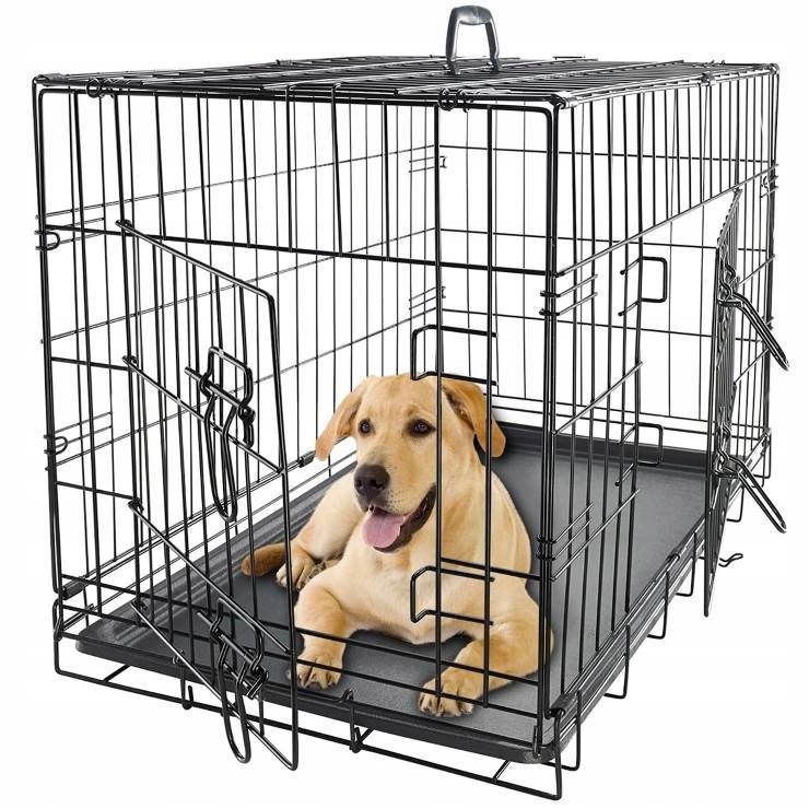 Černá Metalová Klatka Kojec Přepravka pro Středního Psa Výběh Pro Psy