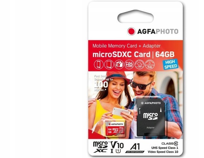 Paměťová karta Agfa Micro Sdhc 64 Gb 100 Mb s U1 V10 Adaptér