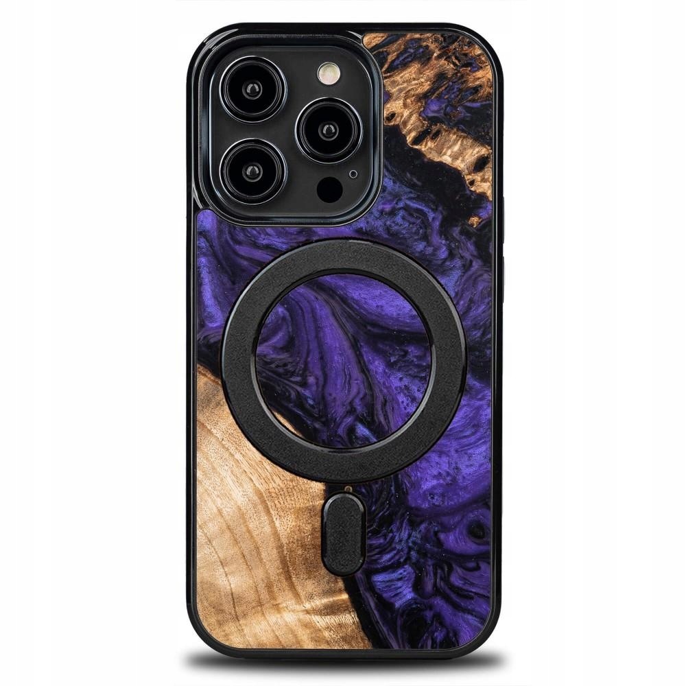 Kryt ze dřeva a pryskyřice na iPhone 15 Pro MagSafe Bewood Unique Violet fiol