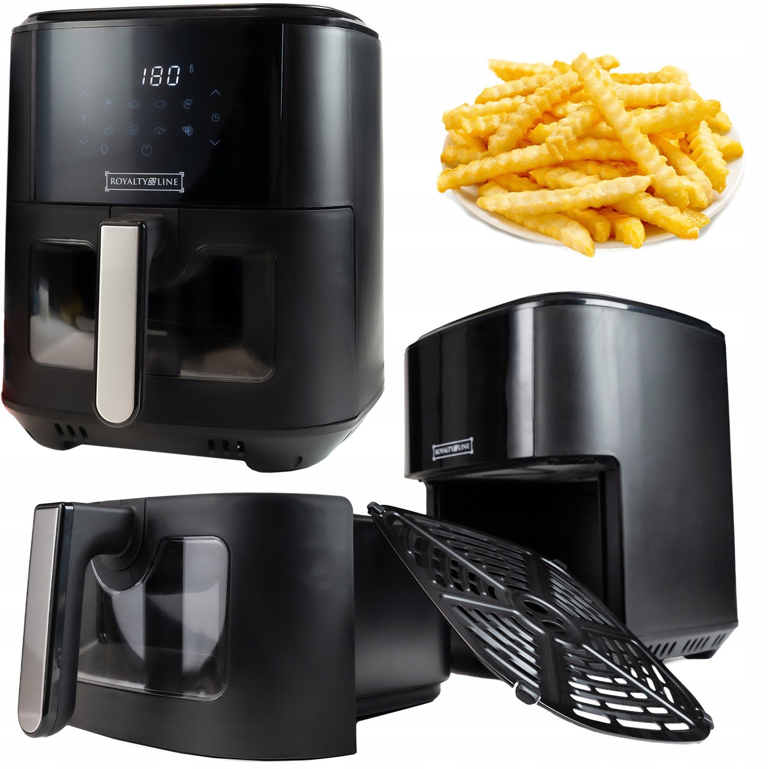 Fritéza Bez Tuku Velká 6,5L Air Fryer 1500W Silná Led Dotyková