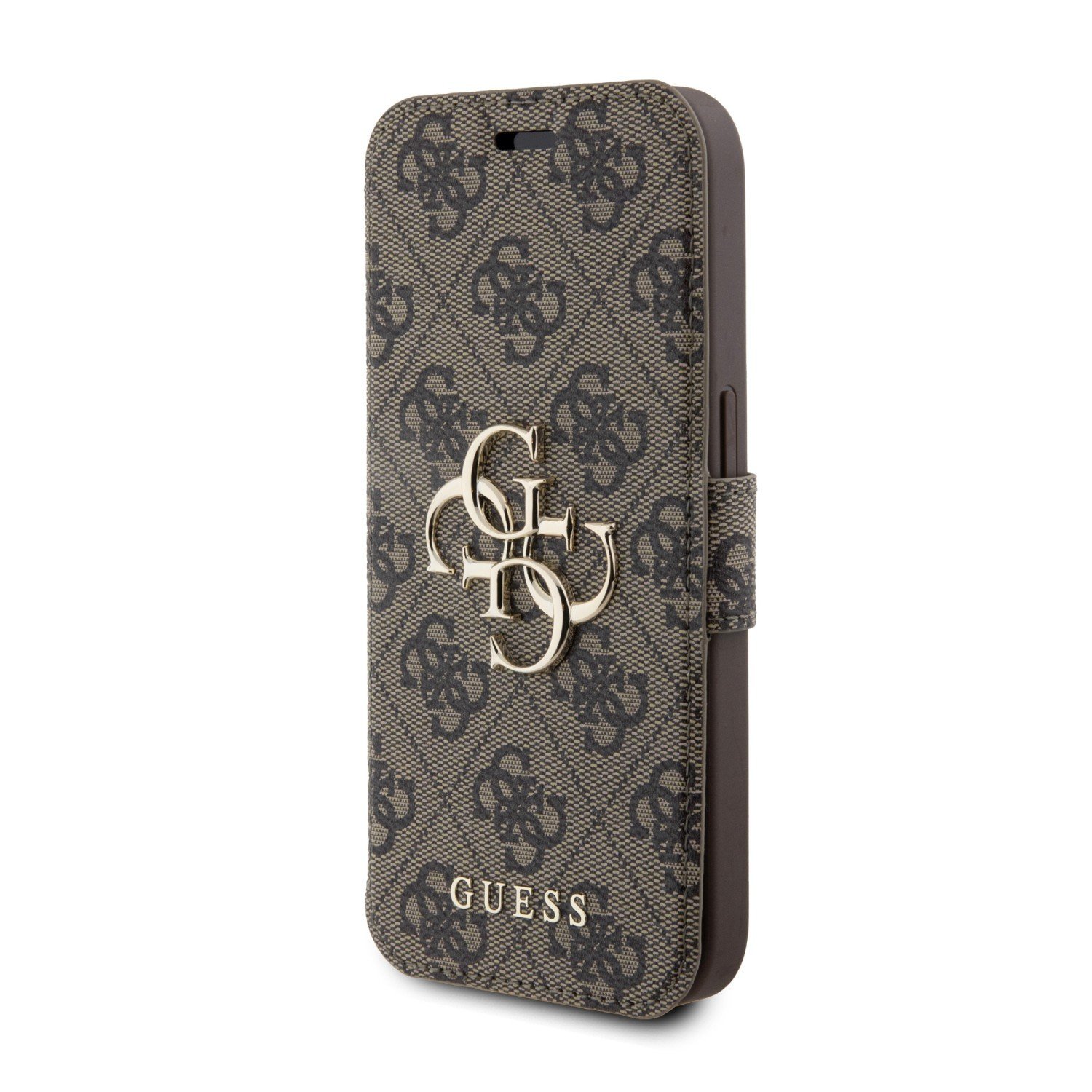 Flipové pouzdro Guess PU 4G Metal Logo Book pro Apple iPhone 15 Pro Max, hnědá