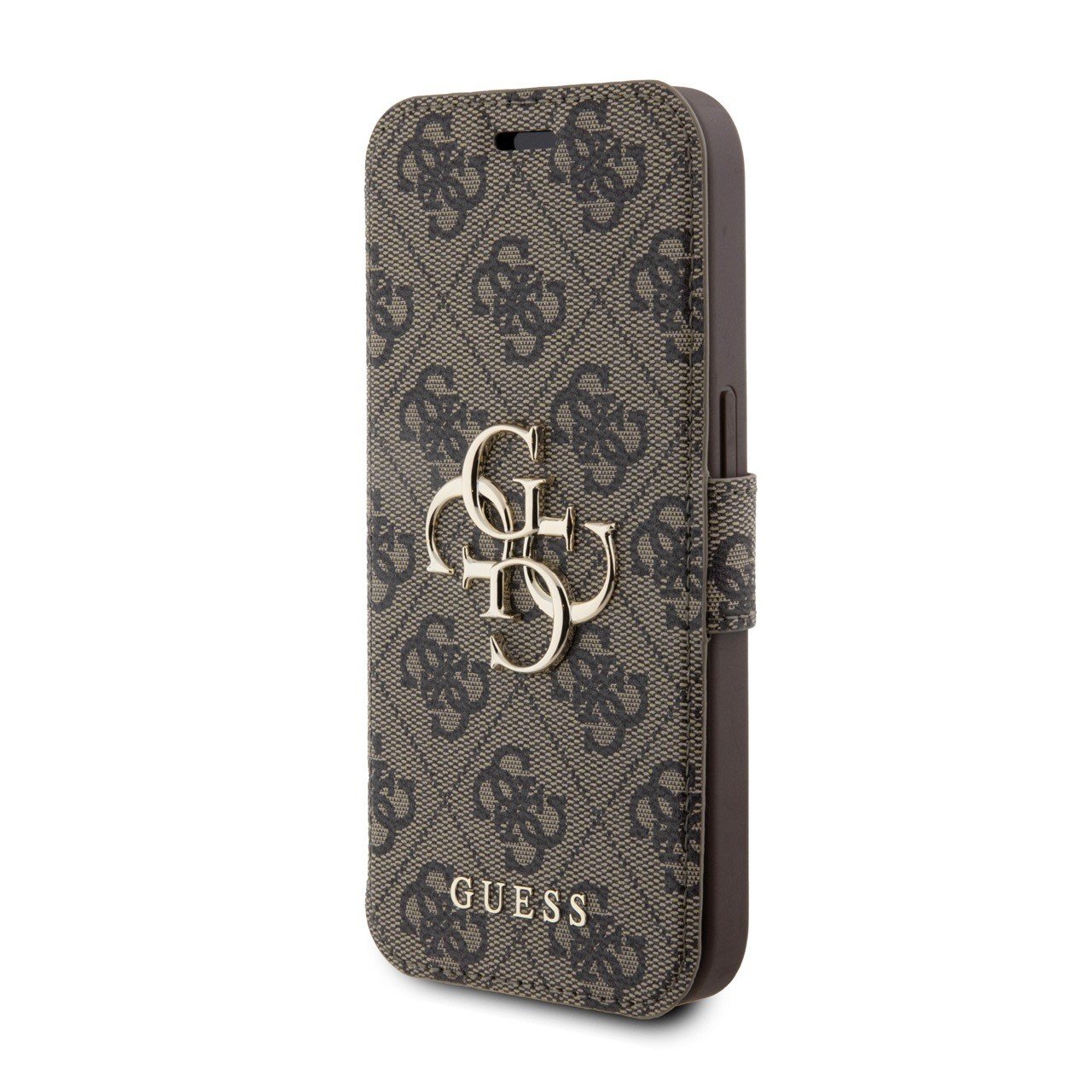 Flipové pouzdro Guess PU 4G Metal Logo Book pro Apple iPhone 15 Pro, hnědá