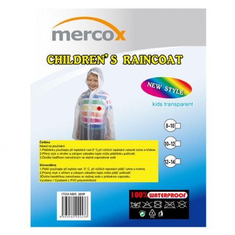 Mercox Frog Junior transparent dětská zapínací pláštěnka 10-12 let