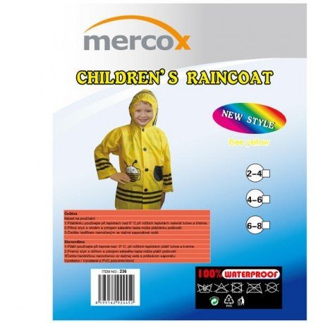 Mercox Kids Bee Yellow dětská zapínací pláštěnka 6-8 let