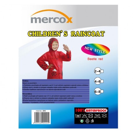 Mercox Kids Beetle Red dětská zapínací pláštěnka 2-4 roky
