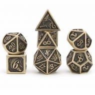 HYMGHO Brushed Bronze Solid Metal Dragon Dice Set (7)