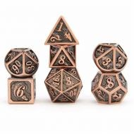 HYMGHO Brushed Copper Solid Metal Dragon Dice Set (7)