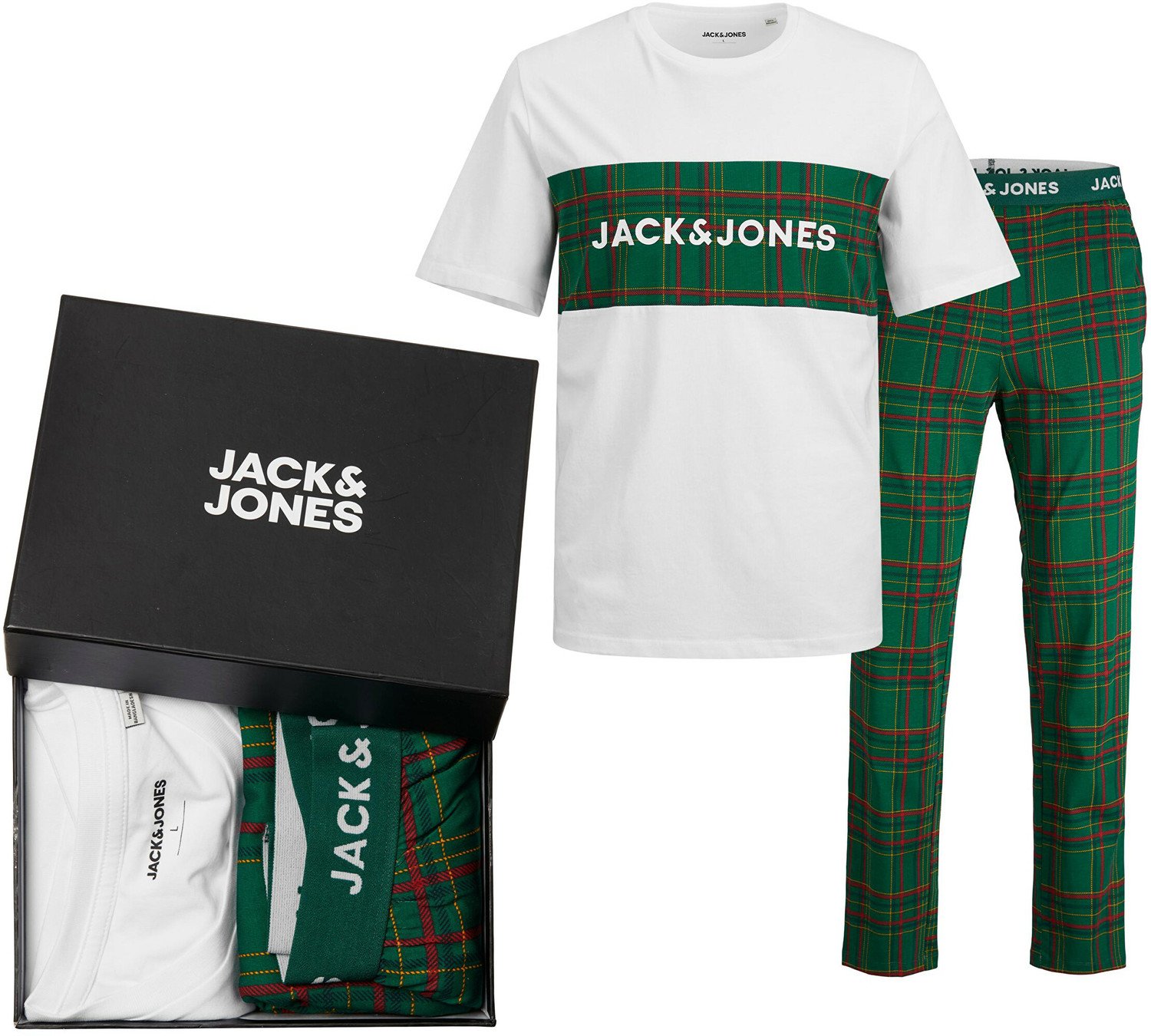 Jack&Jones Pánské pyžamo JACJJ Standard Fit 12246380 White XXL