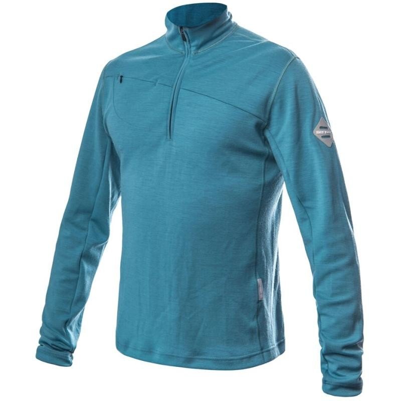 Mikina Sensor Merino Upper Zip - pánská, krátký zip, mátová modrá - Velikost 2XL