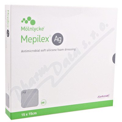 MEPILEX AG 15X15 CM, 5 KS, ANTIMIKROBIÁLNÍ PĚNOVÉ KRYTÍ SE SI