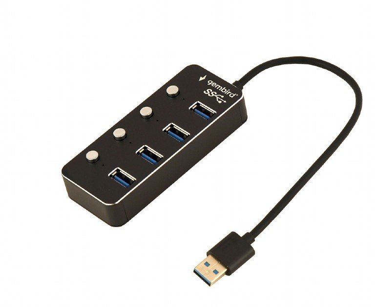 GEMBIRD hub, 4-port USB 3.1 (Gen 1) hub s vypínači