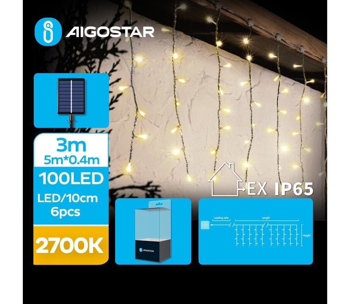 B.V.  - LED Solární vánoční řetěz 100xLED/8 funkcí 8x0,4m IP65 teplá bílá