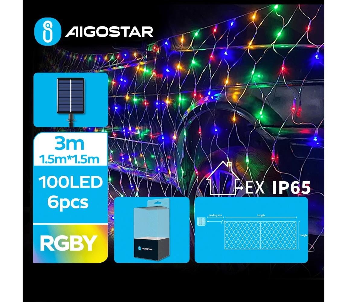 B.V.  - LED Solární vánoční řetěz 100xLED/8 funkcí 4,5x1,5m IP65 multicolor