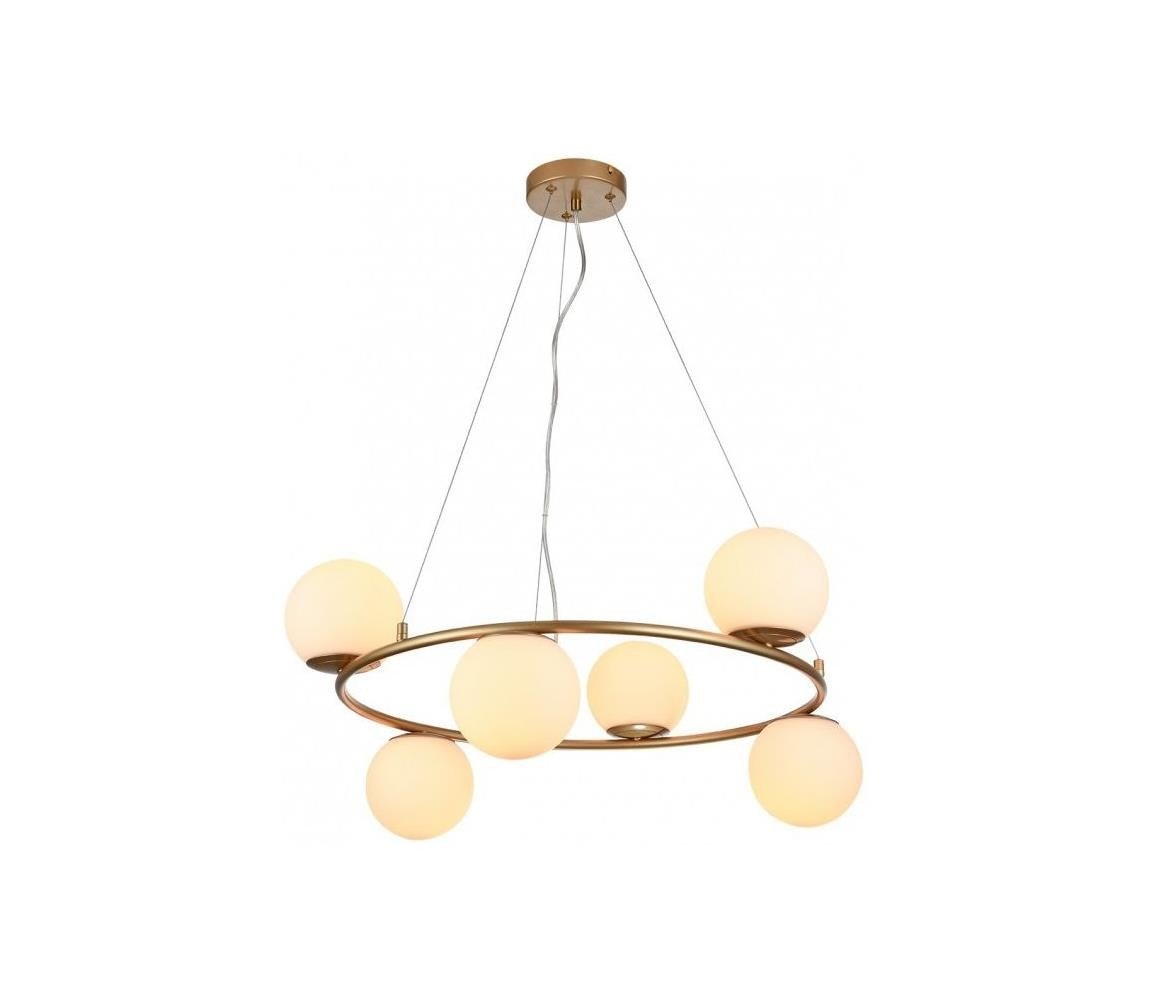 Redo Redo 01-3157 - Lustr na lanku BOWLING 6xE14/28W/230V zlatá
