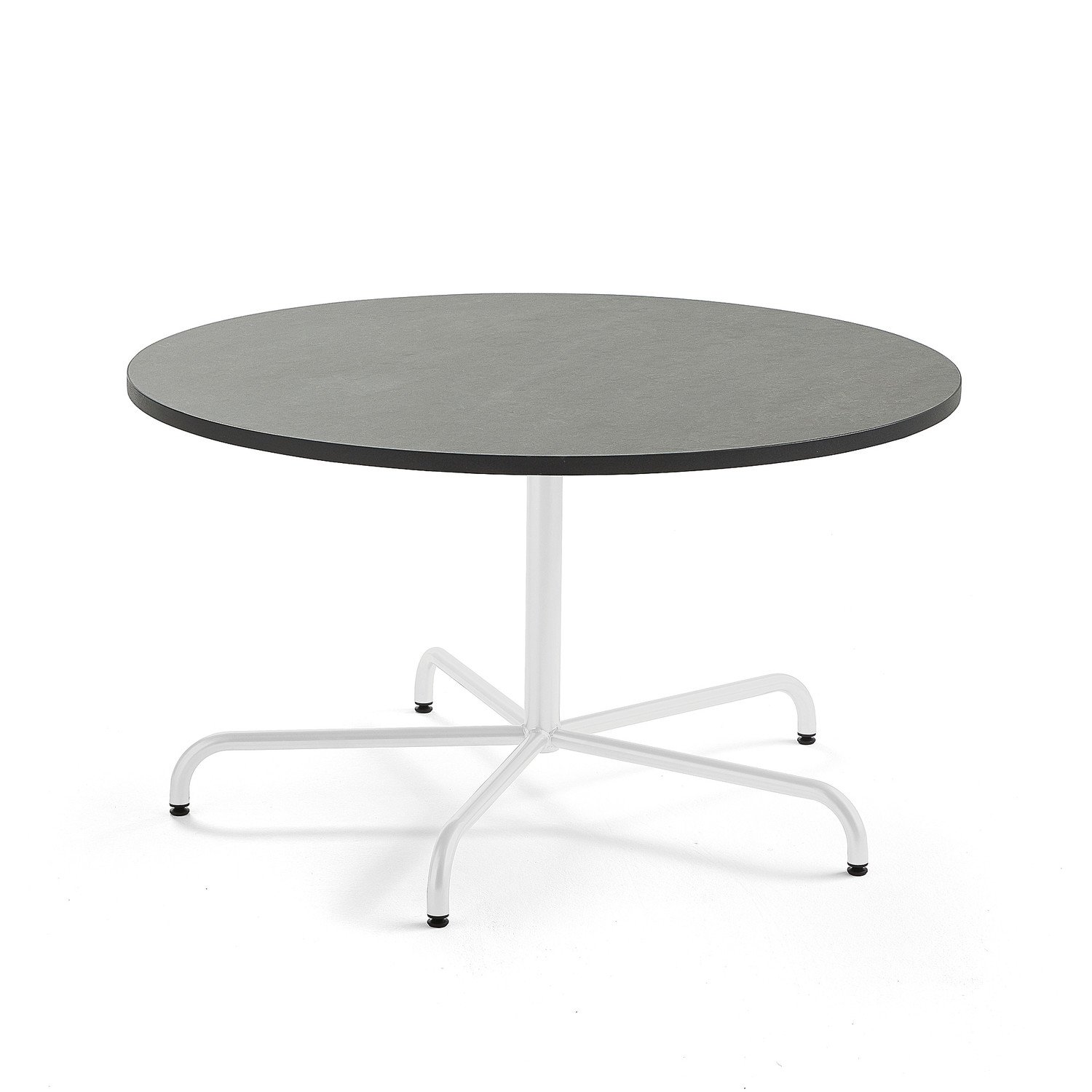 Stůl PLURAL, Ø1300x720 mm, linoleum, tmavě šedá, bílá