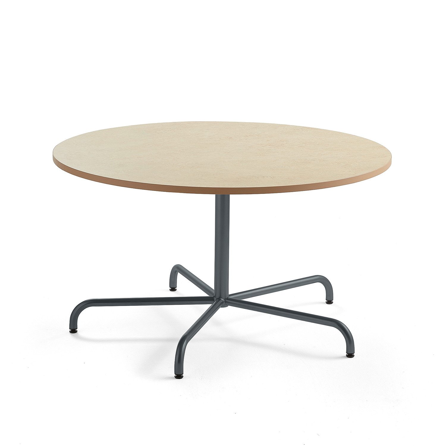 Stůl PLURAL, Ø1300x720 mm, linoleum, béžová, antracitově šedá
