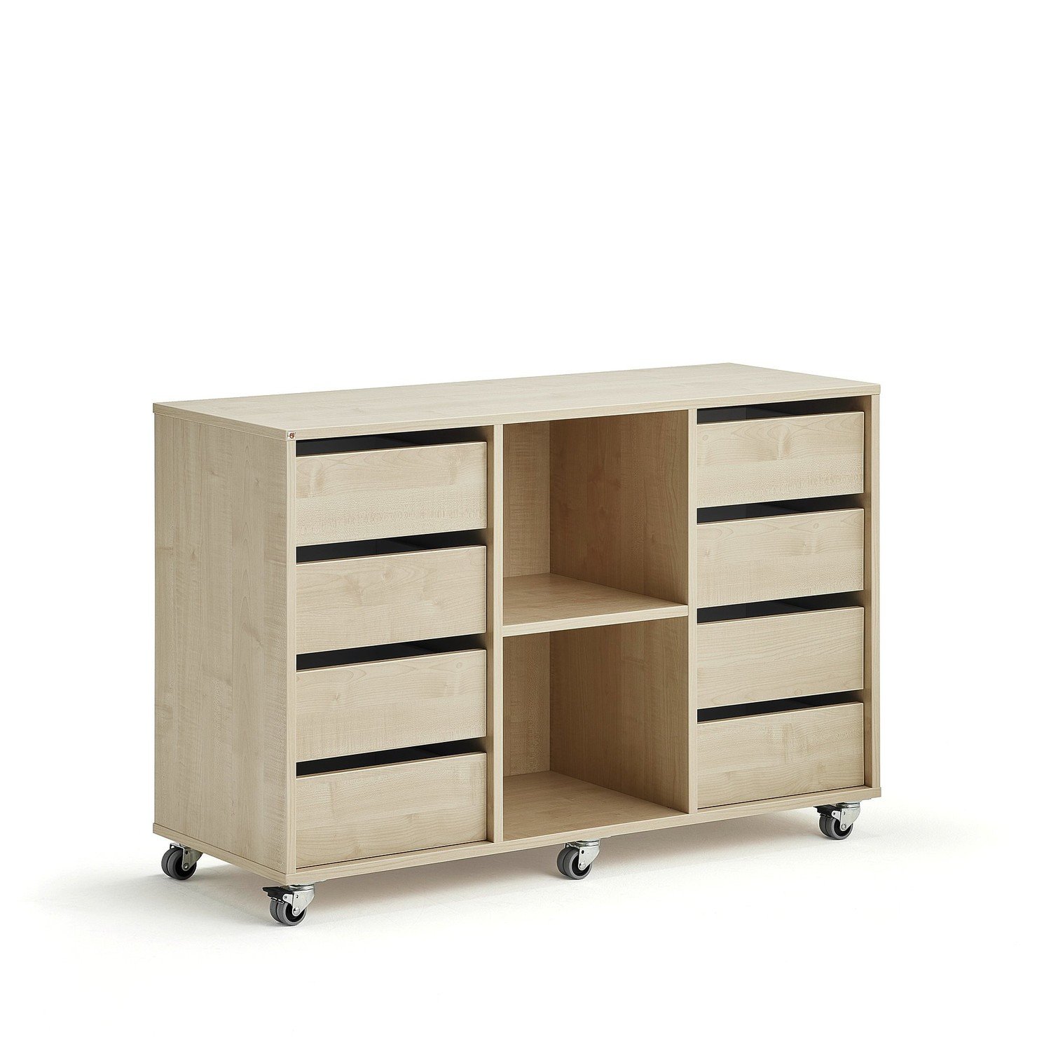 Skříňka CASPER, 8 zásuvek, 2 přihrádky, bříza