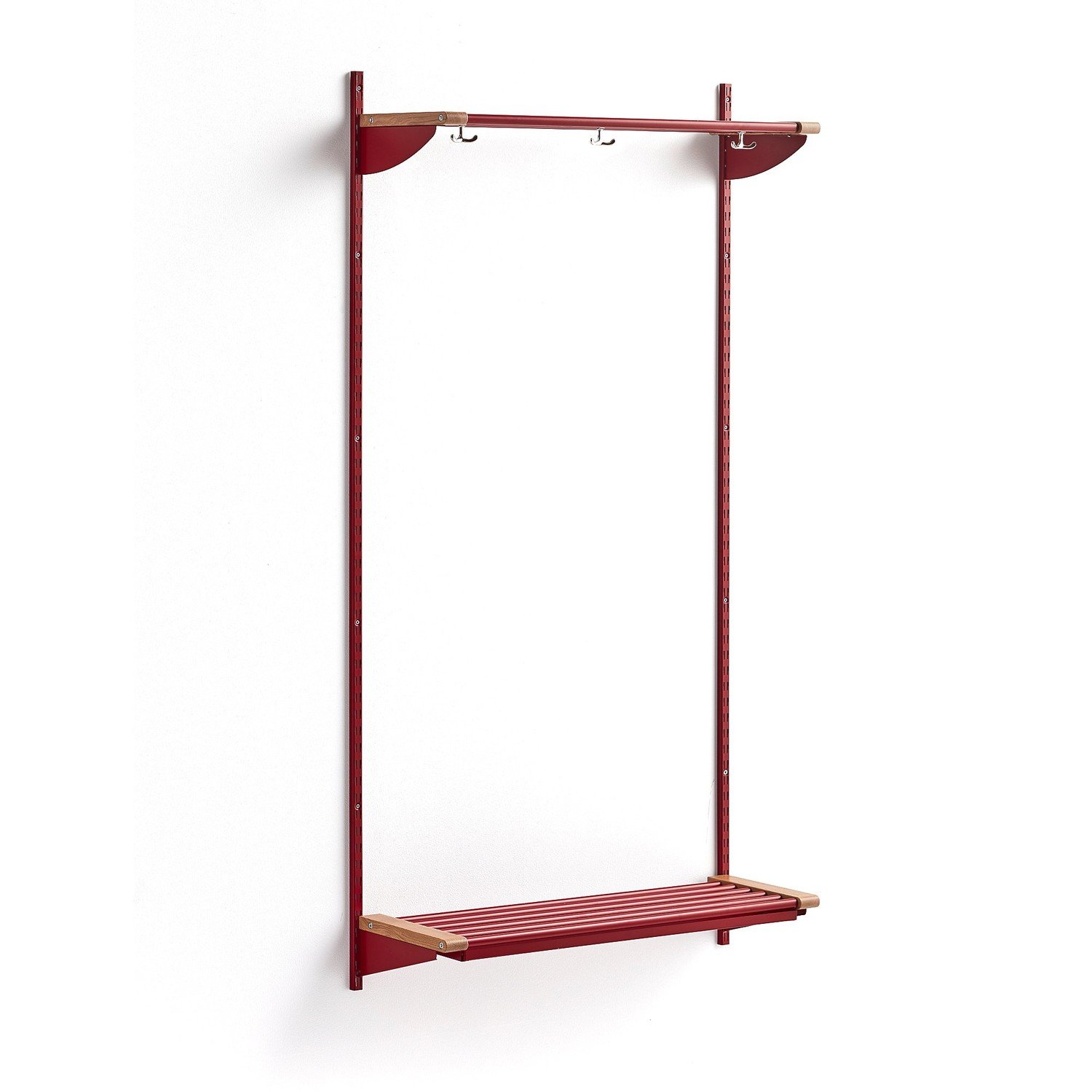 Šatní stěna JEPPE, 1790x900x300 mm, dub/červená