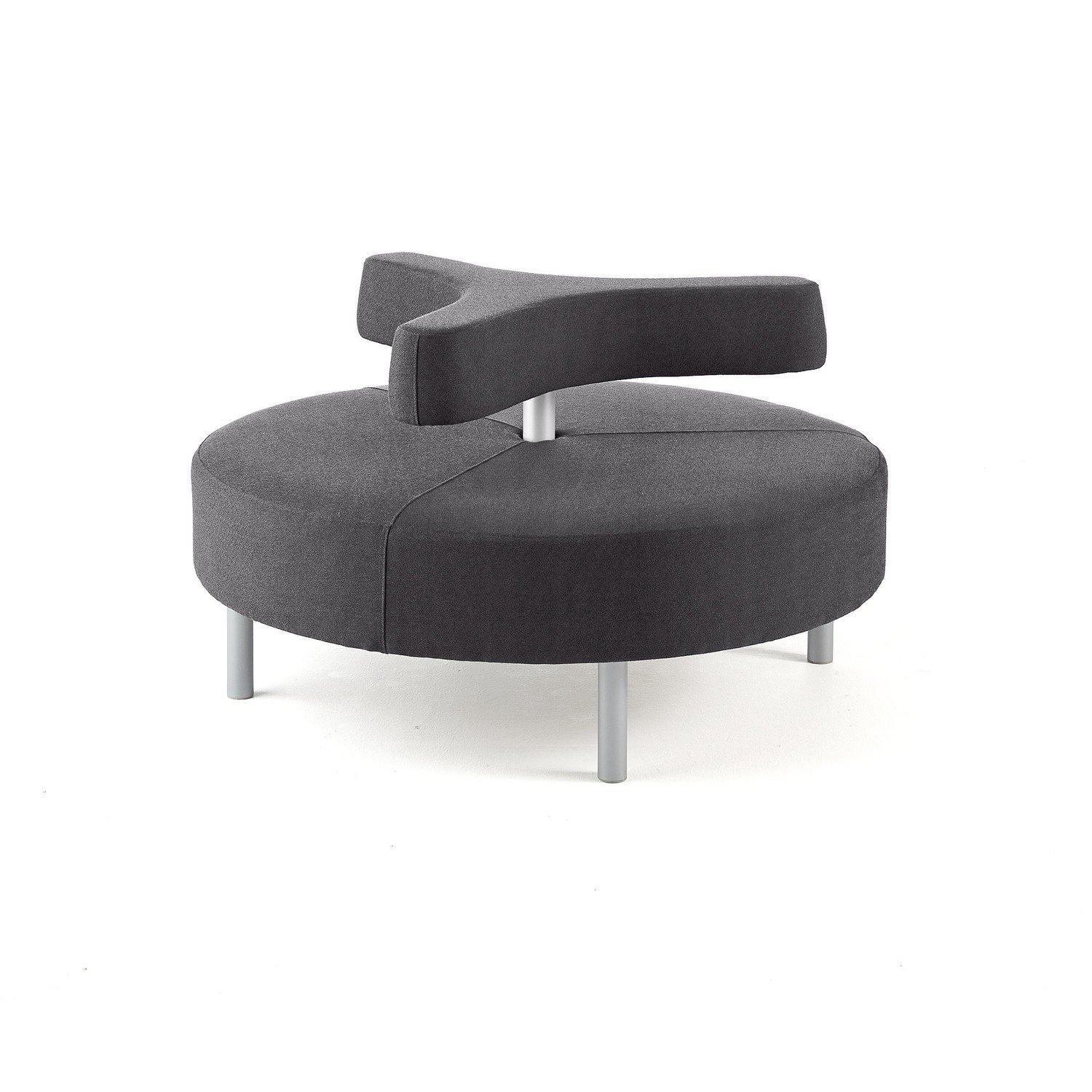 Kulatá sedačka DOT, 3ramenné opěradlo, Ø 1300 mm, potah Medley, tmavě šedá