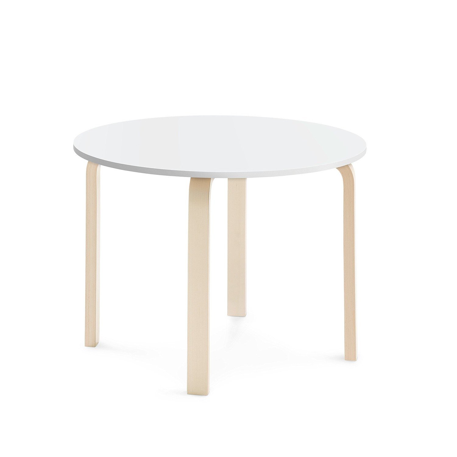 Stůl ELTON, Ø 900x640 mm, bříza, akustická HPL deska, bílá