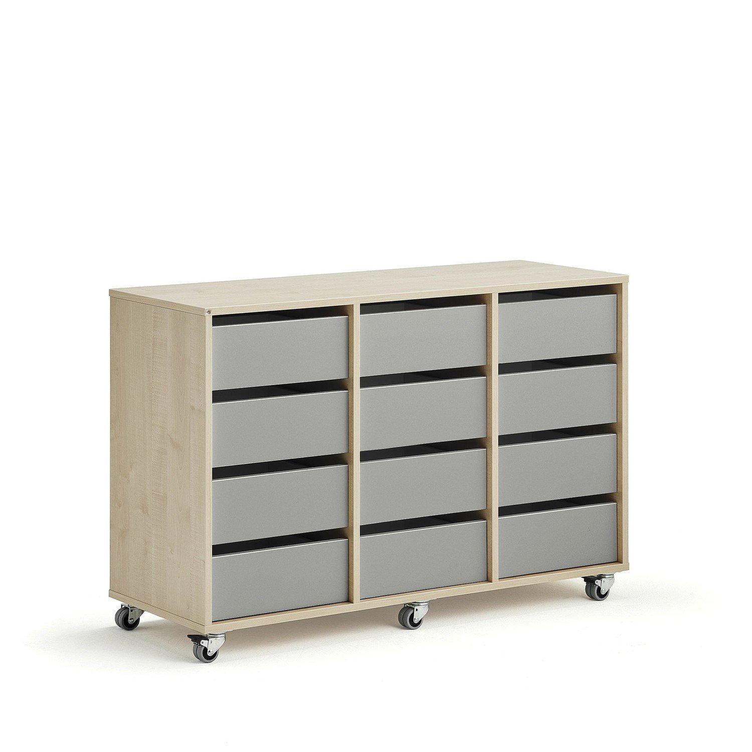 Skříňka CASPER, 12 zásuvek, bříza, šedá