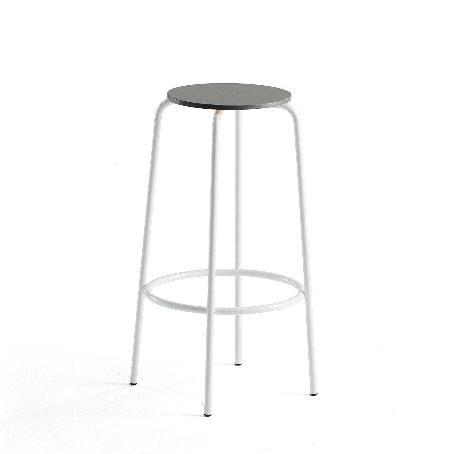 Barová židle TIMMY, výška 730 mm, bílé nohy, tmavě šedý sedák