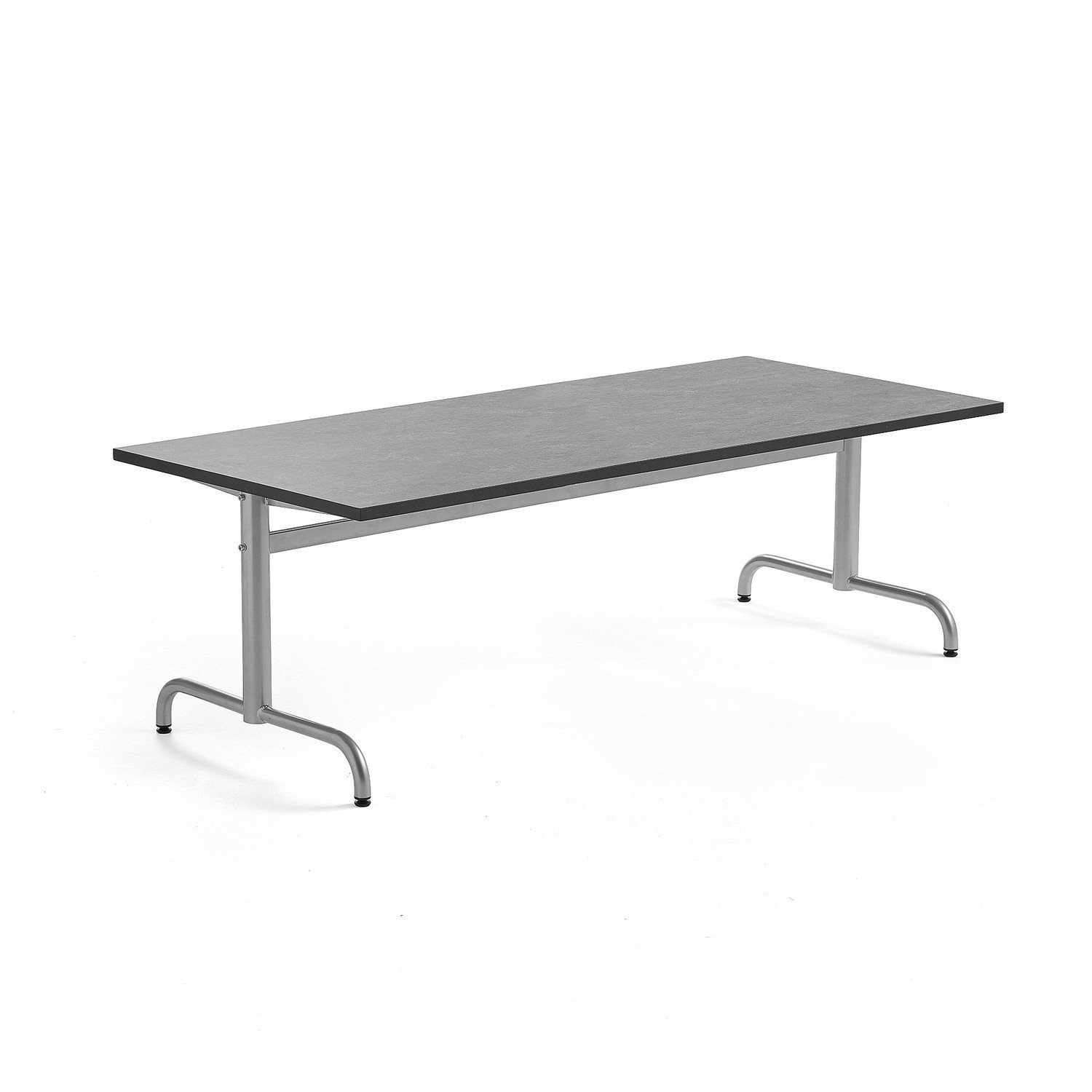 Stůl PLURAL, 1600x800x600 mm, linoleum, tmavě šedá, stříbrná