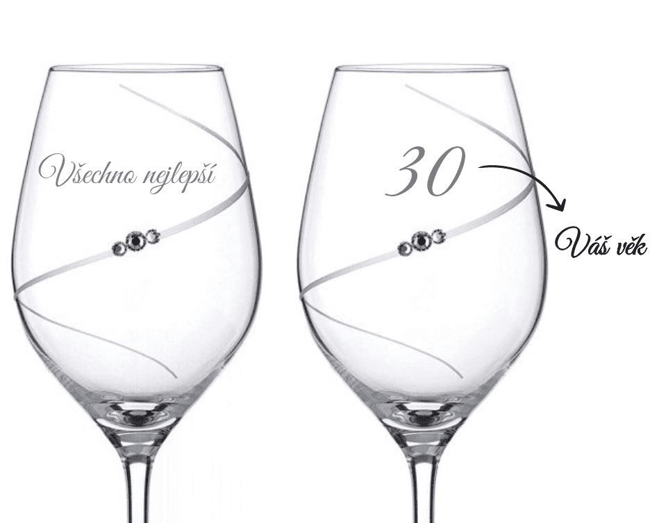 Dekorant Sklenice na bílé víno s krystaly Swarovski VŠECHNO NEJLEPŠÍ