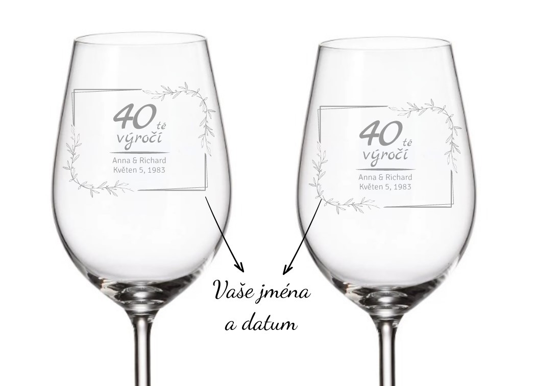 Dekorant svatby Skleničky k výročí na bílé víno RÁMEČEK