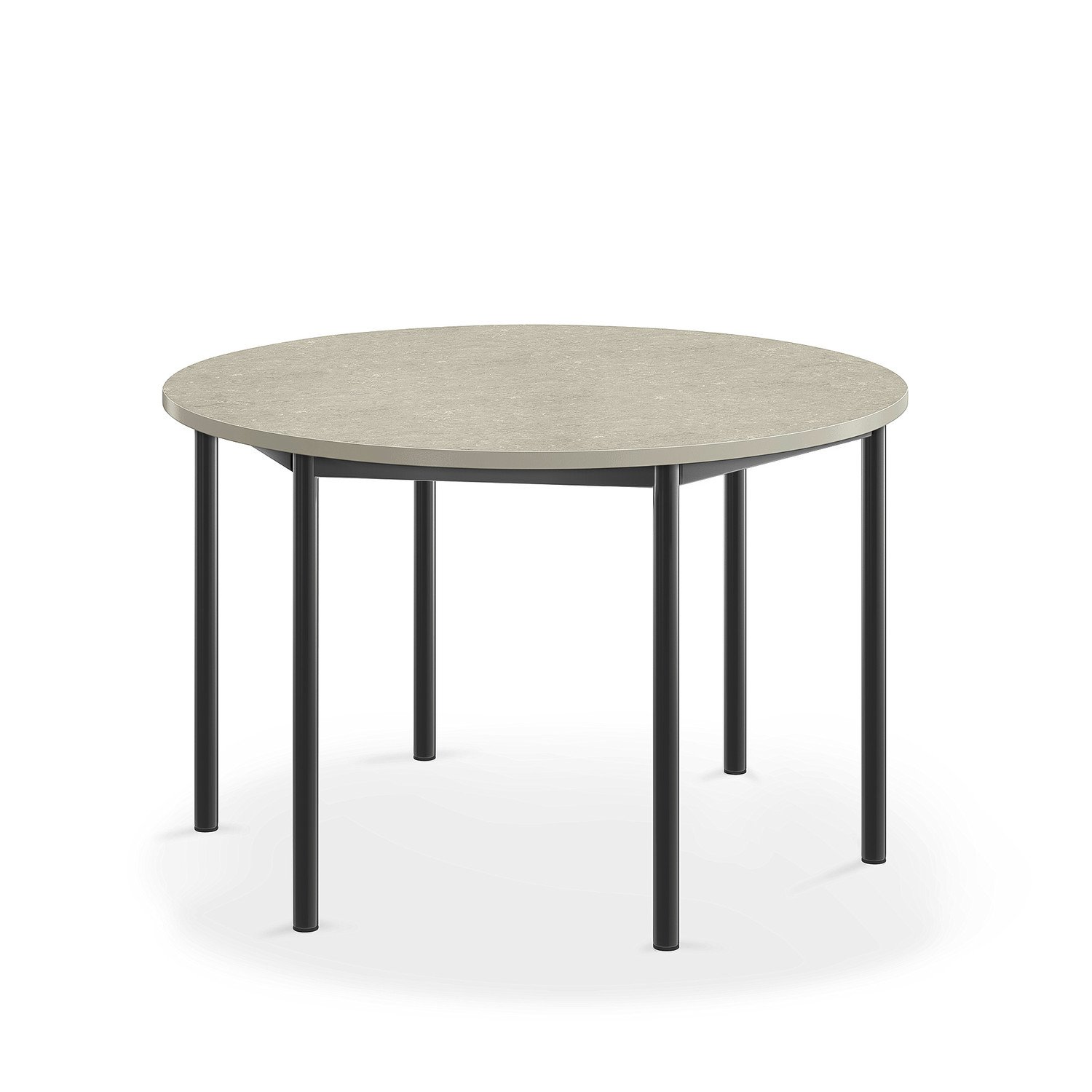Stůl SONITUS, Ø1200x720 mm, antracitově šedé nohy, deska s linoleem, šedá
