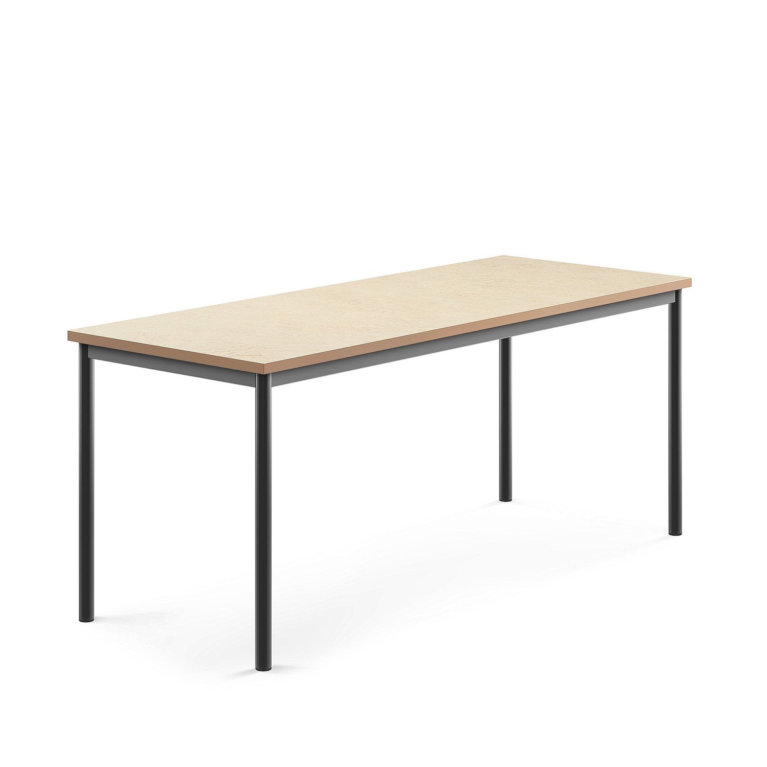 Stůl SONITUS, 1800x700x720 mm, antracitově šedé nohy, deska s linoleem, béžová