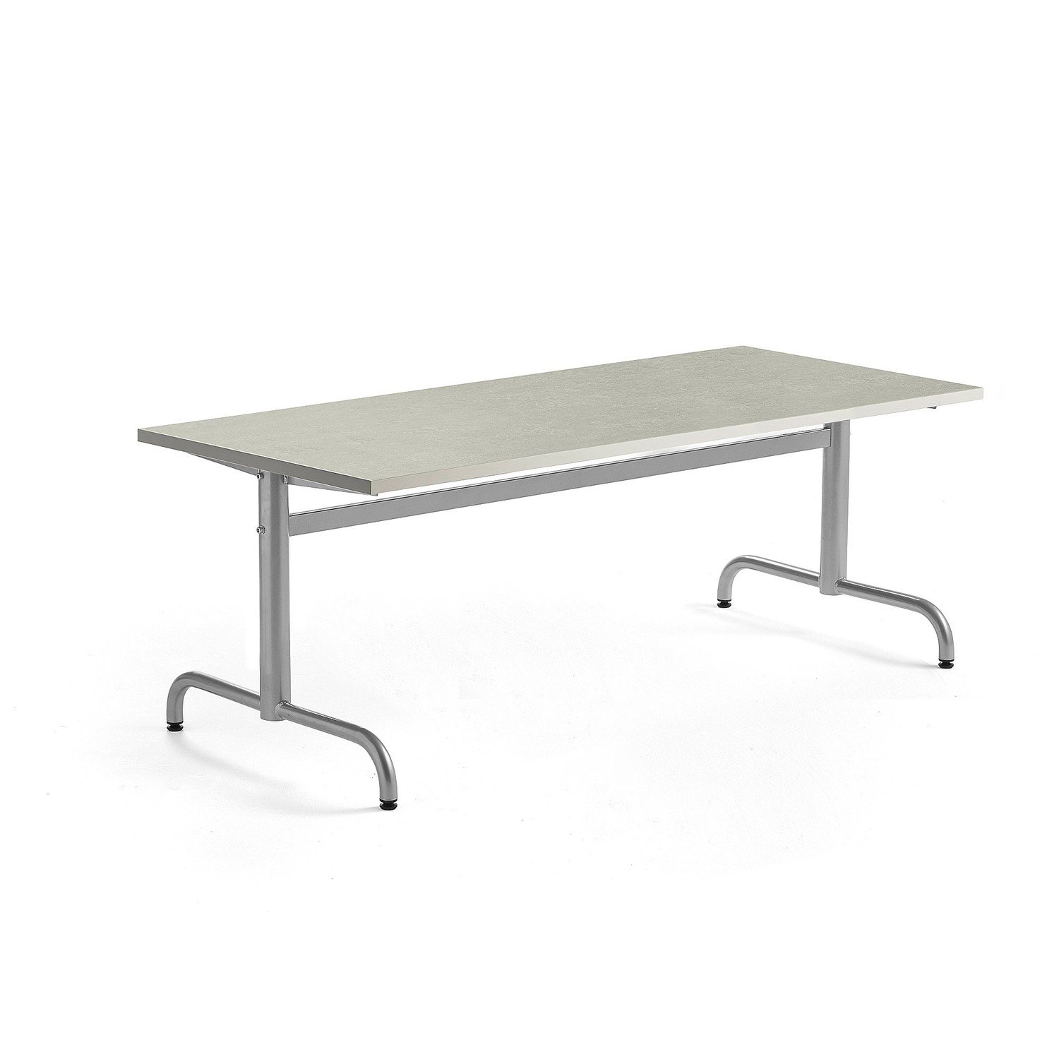 Stůl PLURAL, 1600x700x600 mm, linoleum, šedá, stříbrná