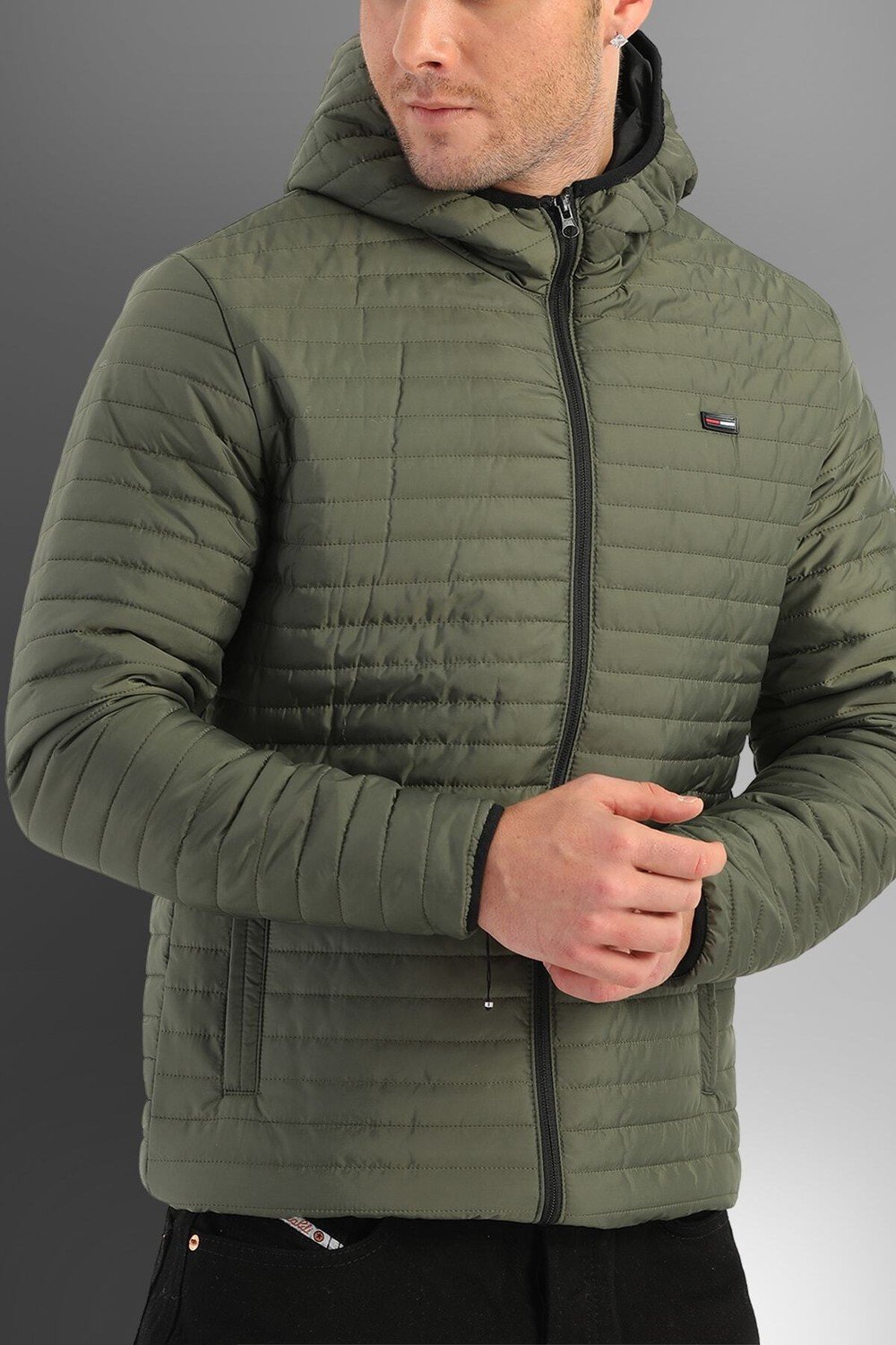 D1fference Men's Khaki Hooded Winter Coat, Water And Windproof. Inner Lined.
