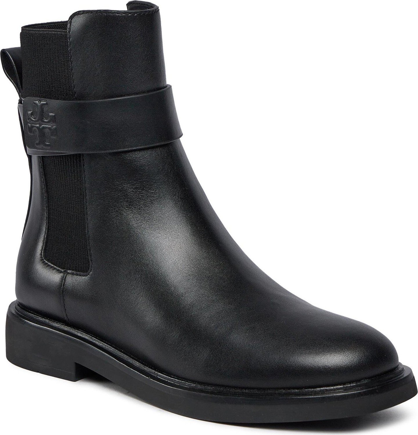Kotníková obuv s elastickým prvkem Tory Burch Double T Chelsea Boot 152831 Perfect Black / Perfect Black 004