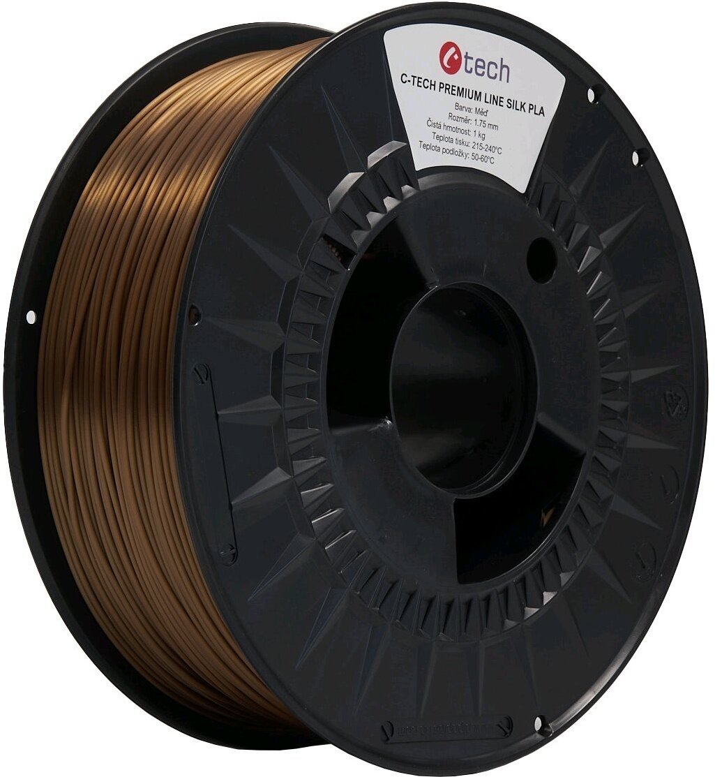 C-TECH PREMIUM LINE tisková struna (filament), Silk PLA, 1,75mm, 1kg, měď - 3DF-P-SPLA1.75-COPPER