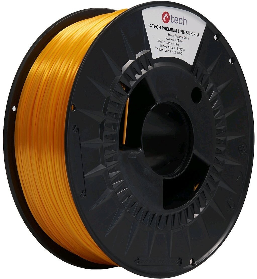 C-TECH PREMIUM LINE tisková struna (filament), Silk PLA, 1,75mm, 1kg, žlutooranžová - 3DF-P-SPLA1.75-2000