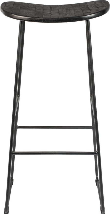 Černá barová židle z teakového dřeva 80 cm Tangle – White Label