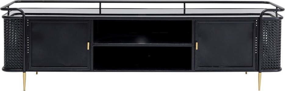 Černý kovový TV stolek 160x48 cm Fence – Kare Design
