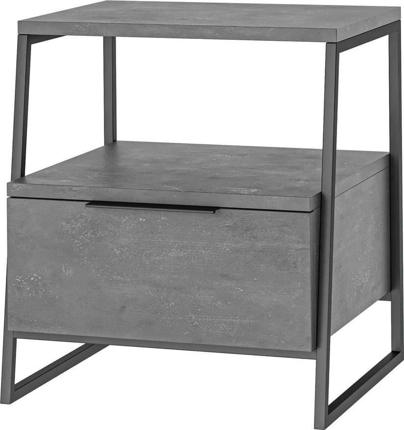 Šedý noční stolek s poličkami Pal – Kalune Design