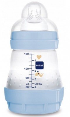 Antikoliková lahvička MAM Perfect Start,  Zvířátka, 160 ml, modrá