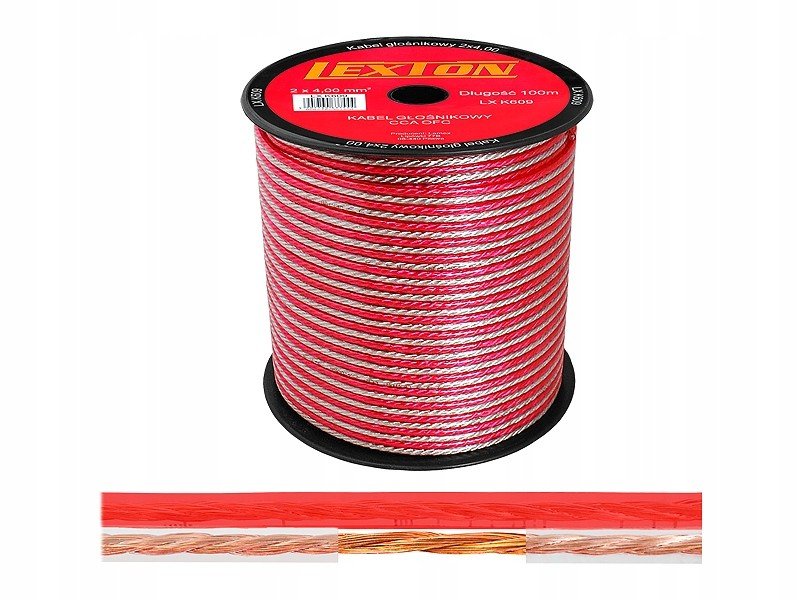 Kabel reproduktoru Lexton 2x4.00 Cca-ofc 100m LXK609