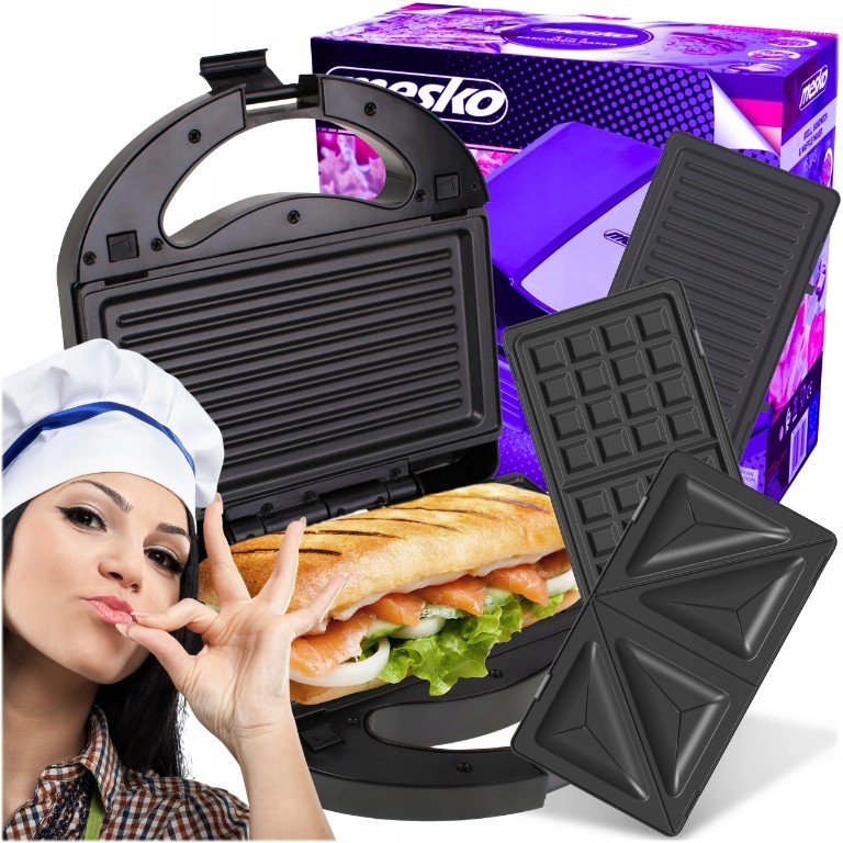 Péče Toster Gofrownica 3v1 Mesko 1000W MS3045 Panini Sandwich Grill