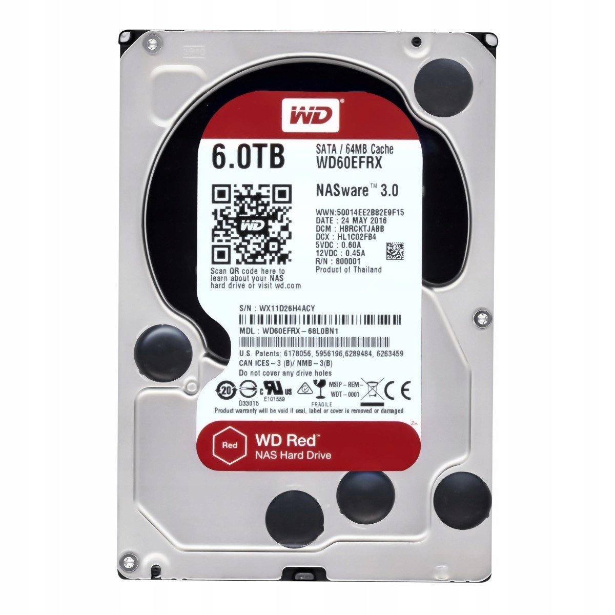 Wd Red 6TB 5.4K 64MB Sata III 3.5'' WD60EFRX 3.0