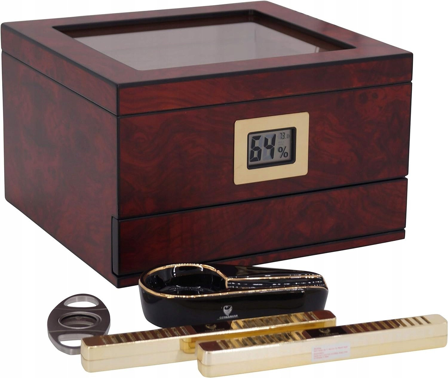 Humidor pro skladování doutníků Germanus +obcinarka +popielnička Set