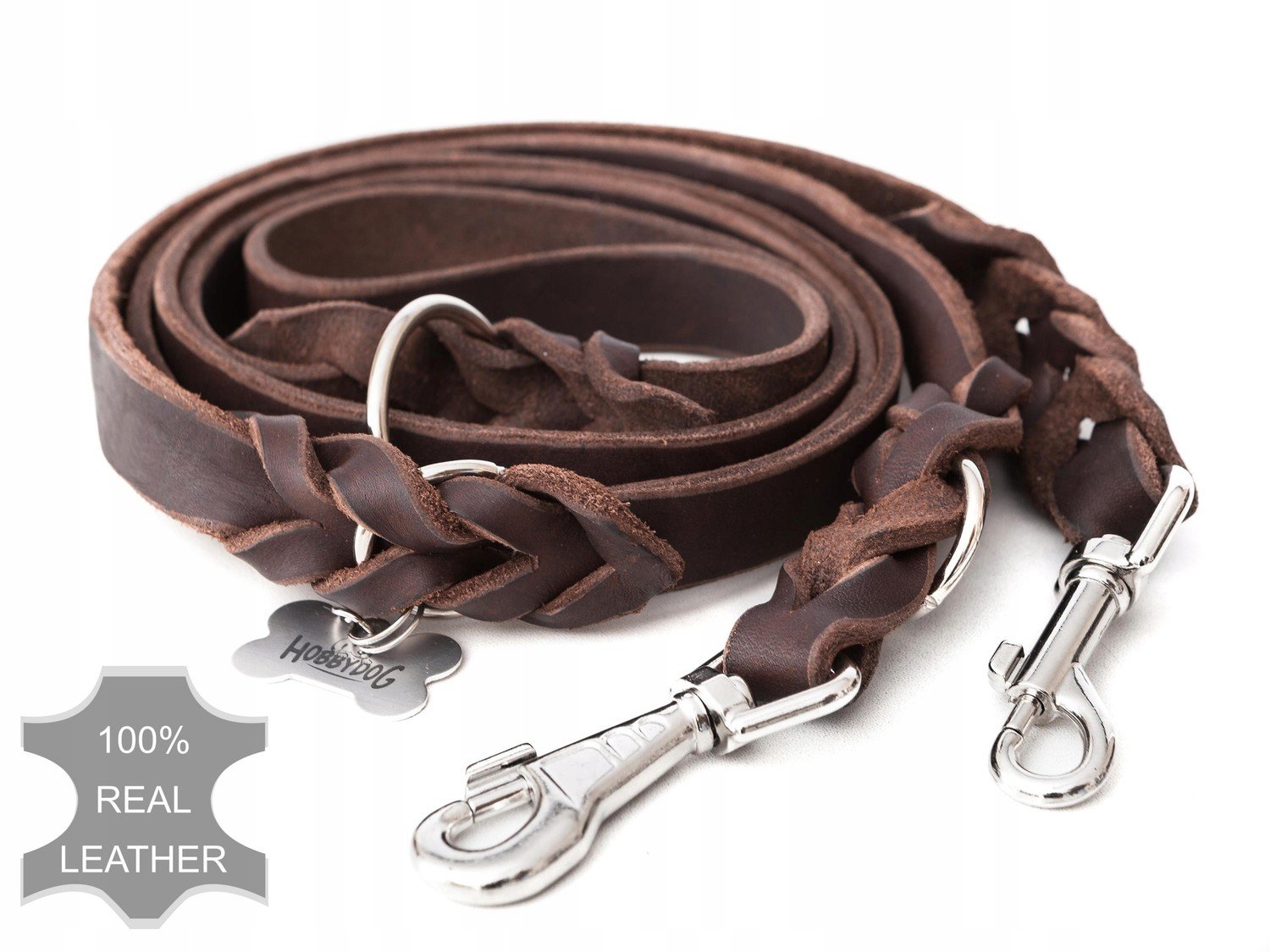 Vodítko kožené pro psa nastavitelné přepínací 20 mm
