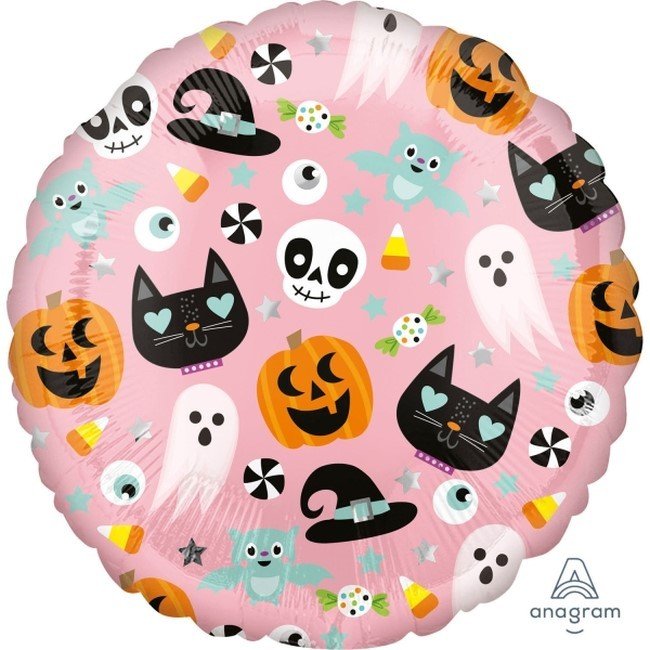 Balónek fóliový Veselé Halloweenské symboly 43 cm