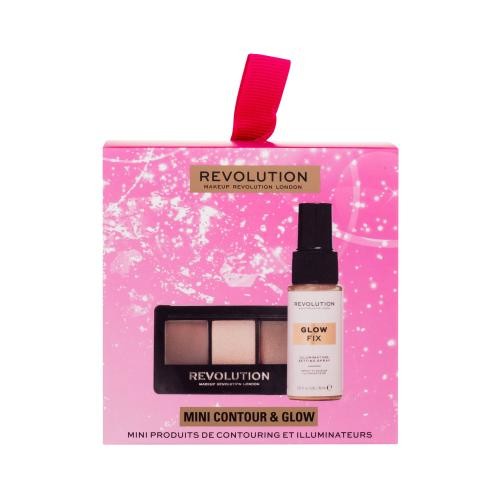 Makeup Revolution London Mini Contour & Glow Gift Set dárková kazeta pro ženy fixační sprej Glow Fix 30 ml+ konturovací paletka Contour Palette 3,15 g