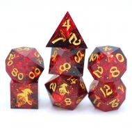 HYMGHO Captured Magic Hand Sanded Sharp Edge Resin Dice Set - Red (7)