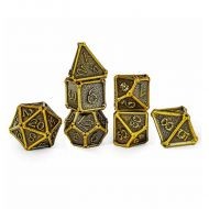 HYMGHO Ancient Gold Bone Collector Solid Metal Dice Set (7)