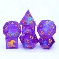 HYMGHO Captured Magic Hand Sanded Sharp Edge Resin Dice Set - Purple (7)